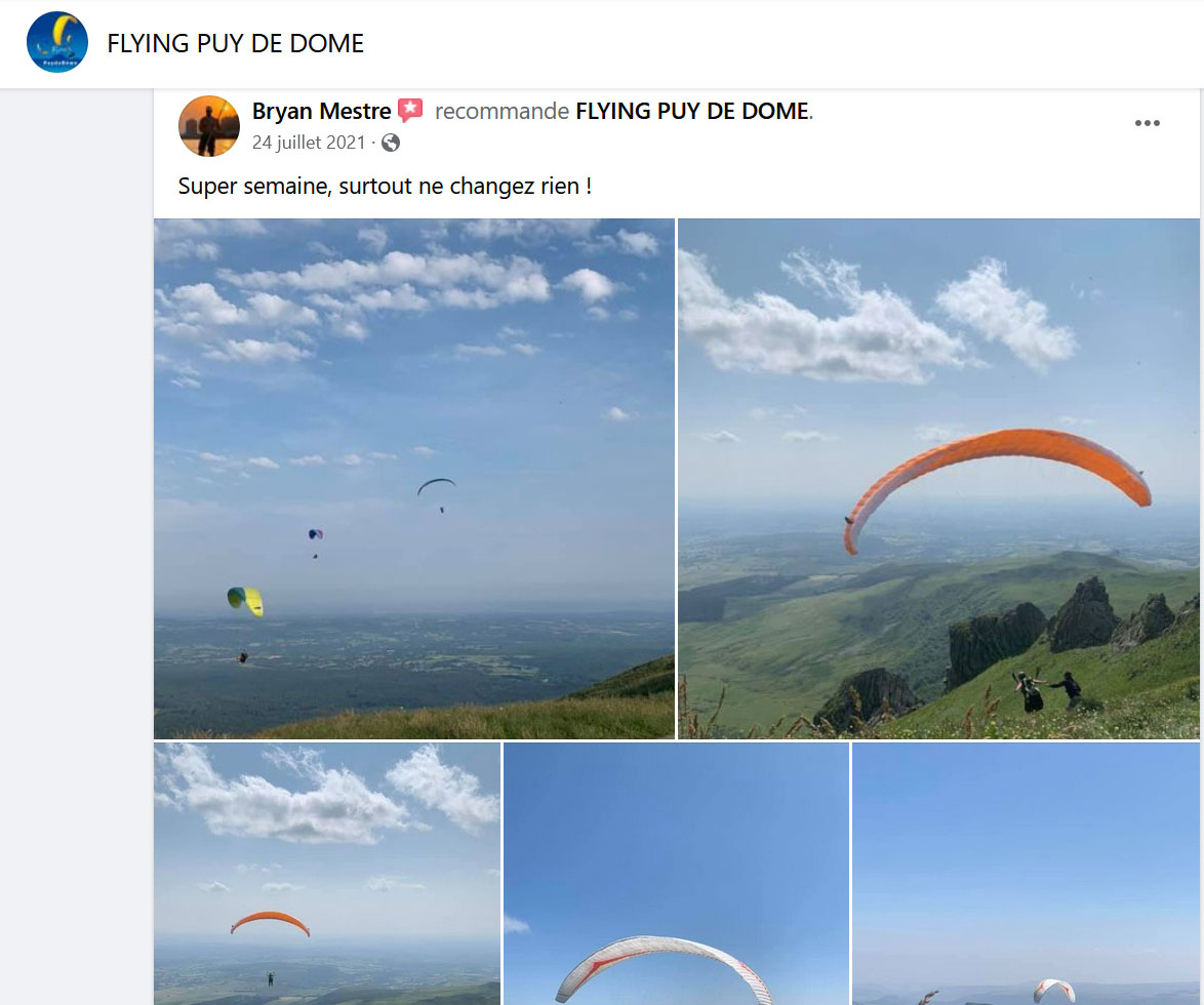Avis Stage Parapente Flying Puy De Dome Bryan