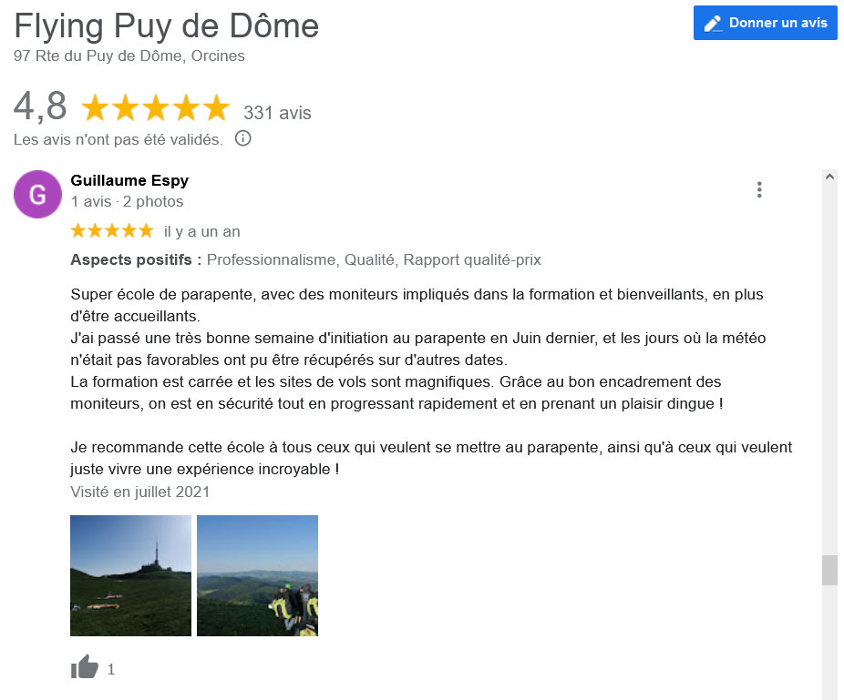 Avis Stage Parapente Fpdd Google Guilaume