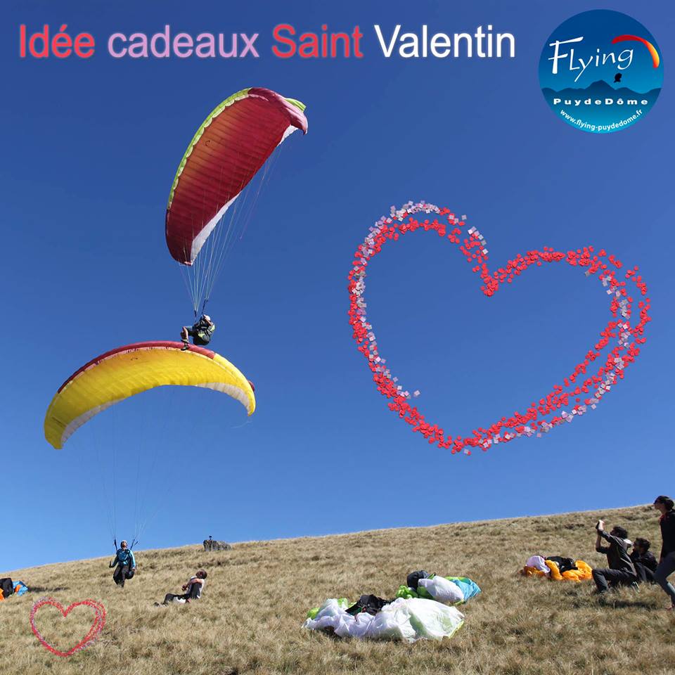 Bon cadeau parapente Saint Valentin Puy de Dôme